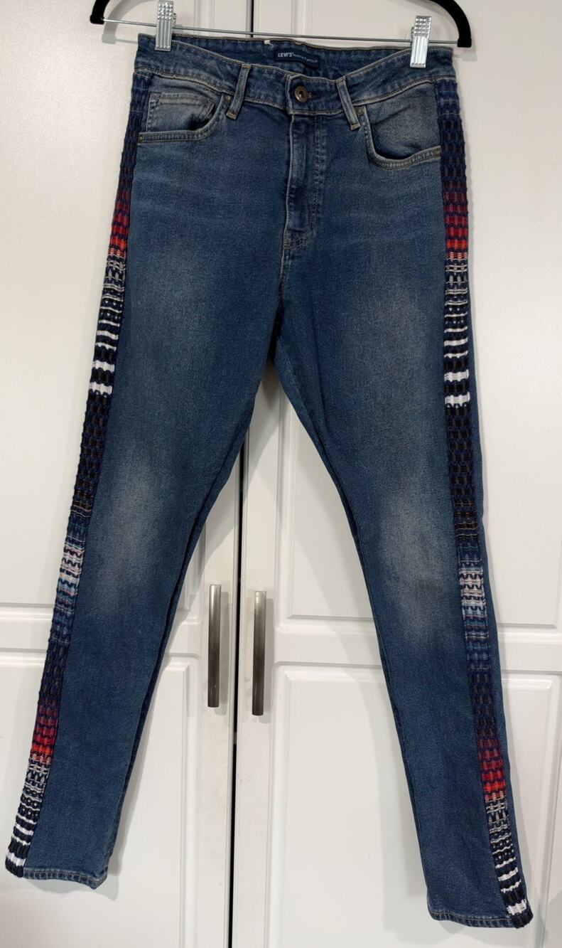 Levi 721 High Rise Skinny Retro Stripe 29x30 Slim Fit USA COLORS